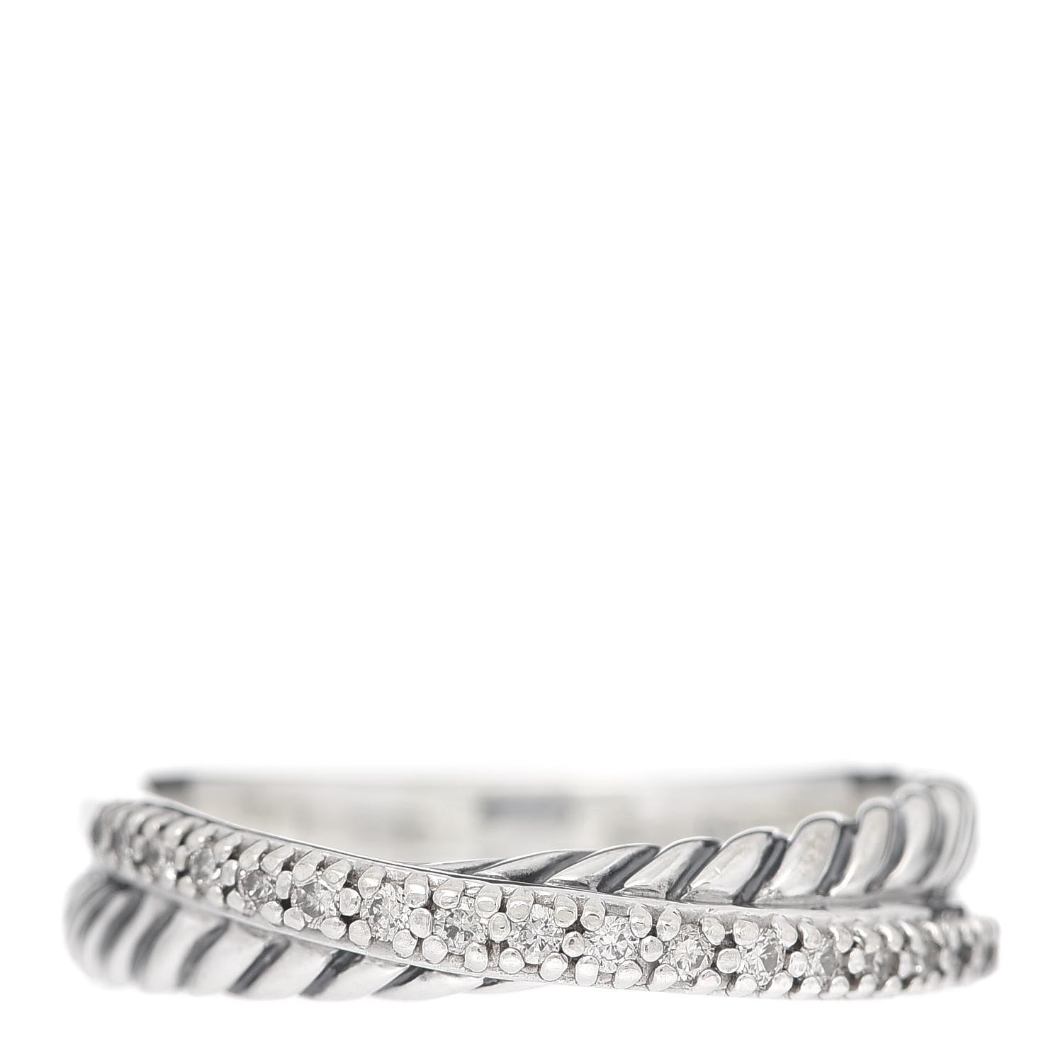 David Yurman Sterling Silver Diamond 5mm Crossover Ring 60 9 1 of 5