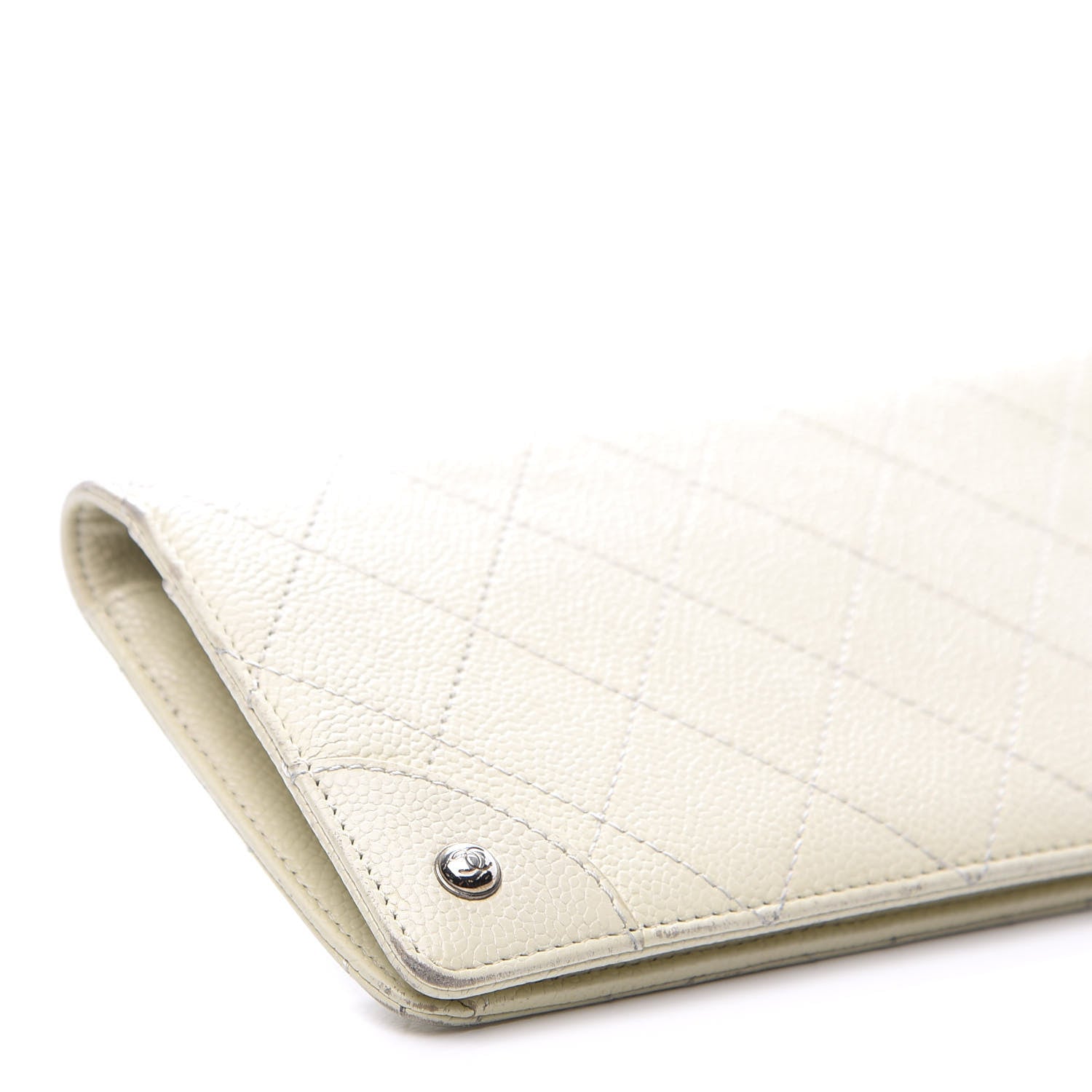 Chanel Caviar Stitched Yen Wallet White 9 of 10