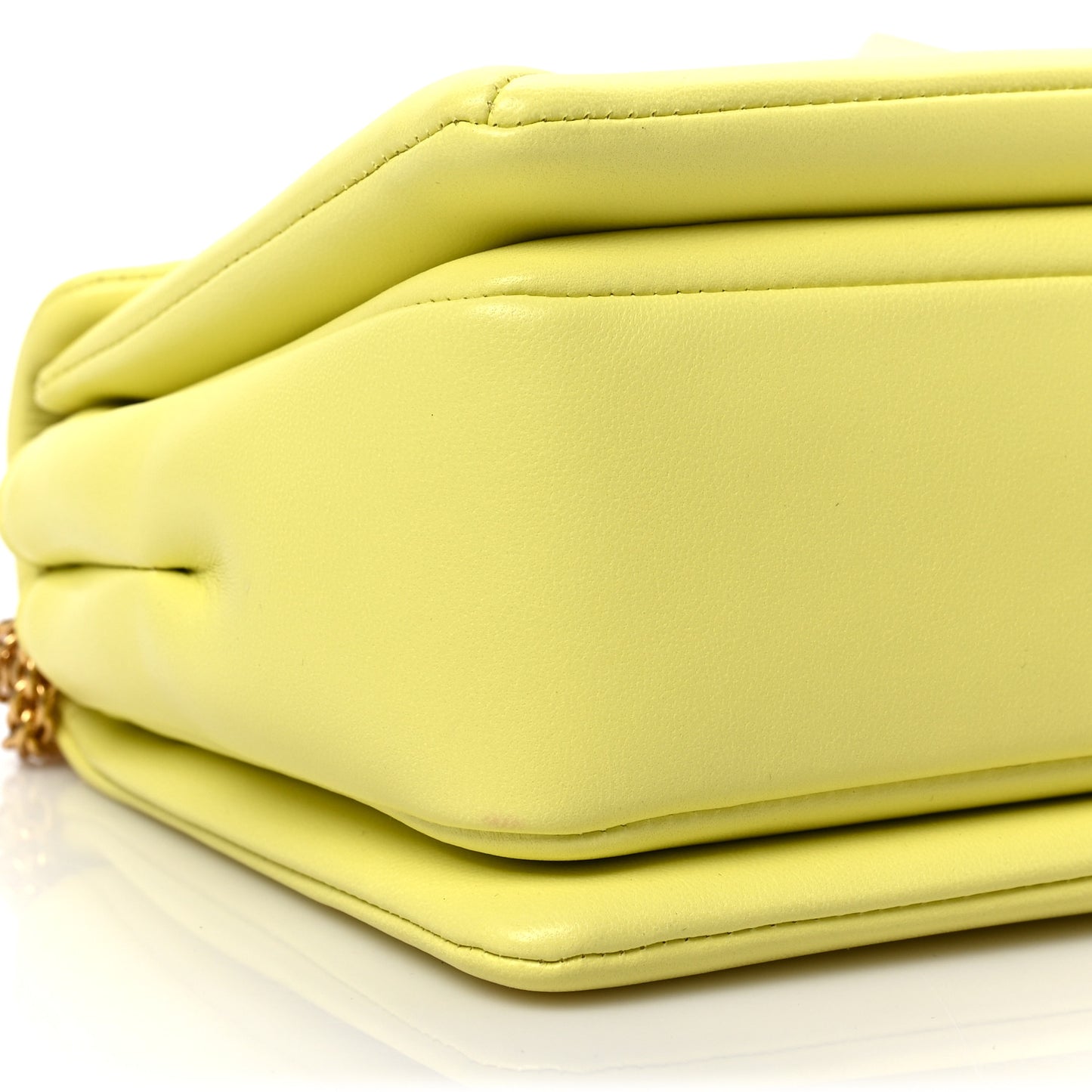 Nappa One Stud Chain Clutch Pale Yellow