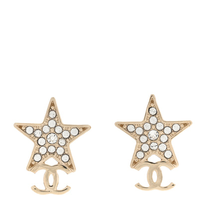 Chanel Crystal Star CC Earrings Gold 1 of 5