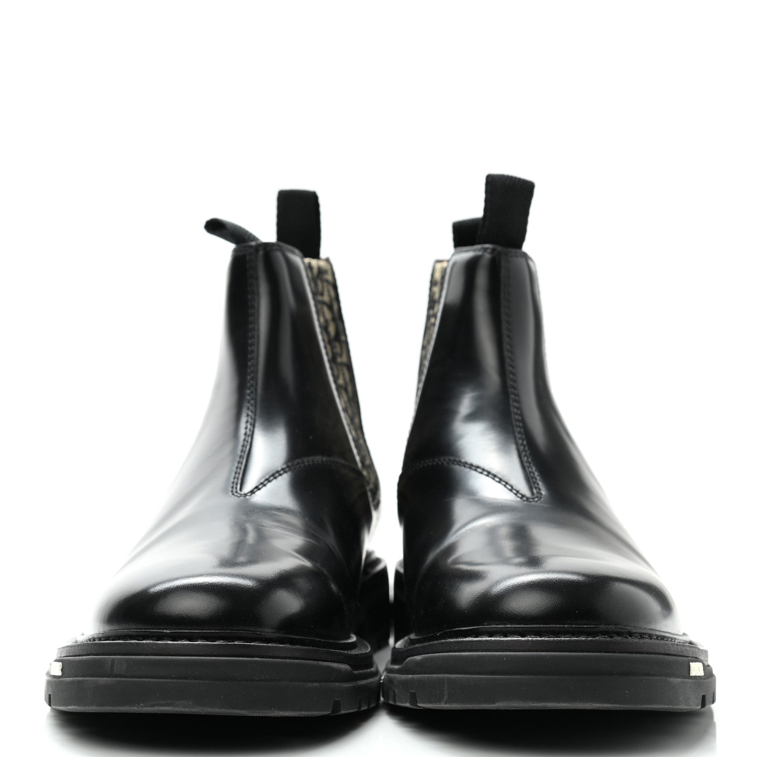 Christian Dior Calfskin Oblique Mens Explorer II Chelsea Boots 44 Beige Black 2 of 9