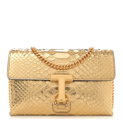 Tom Ford Laminated Snakeskin Embossed Mini Monarch Bag Dark Gold 1 of 9