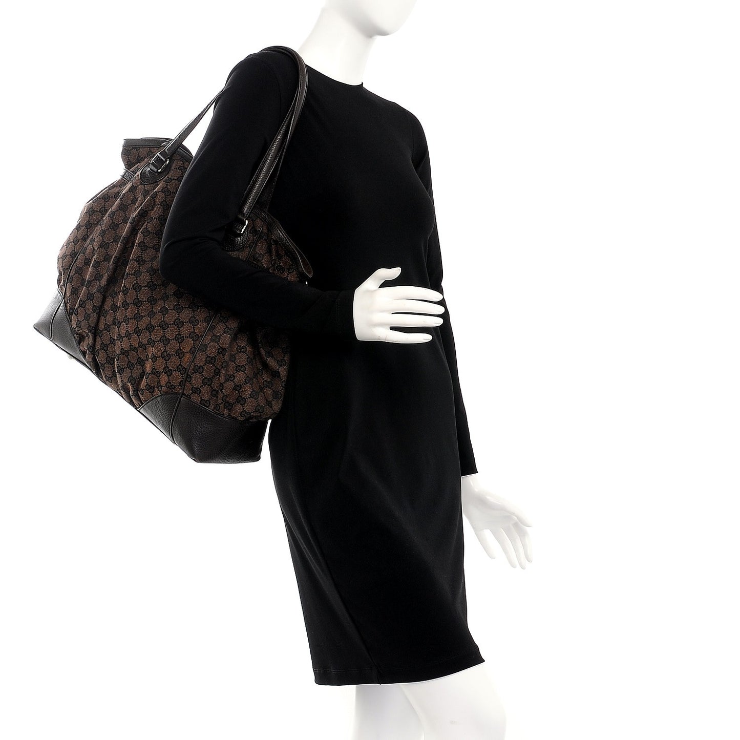 Denim Monogram Full Moon Tote Dark Brown