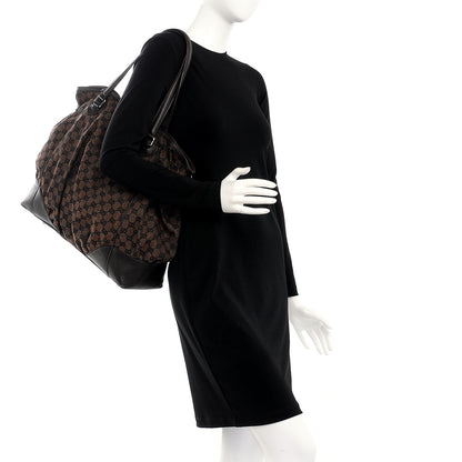 Gucci Denim Monogram Full Moon Tote Dark Brown 2 of 11