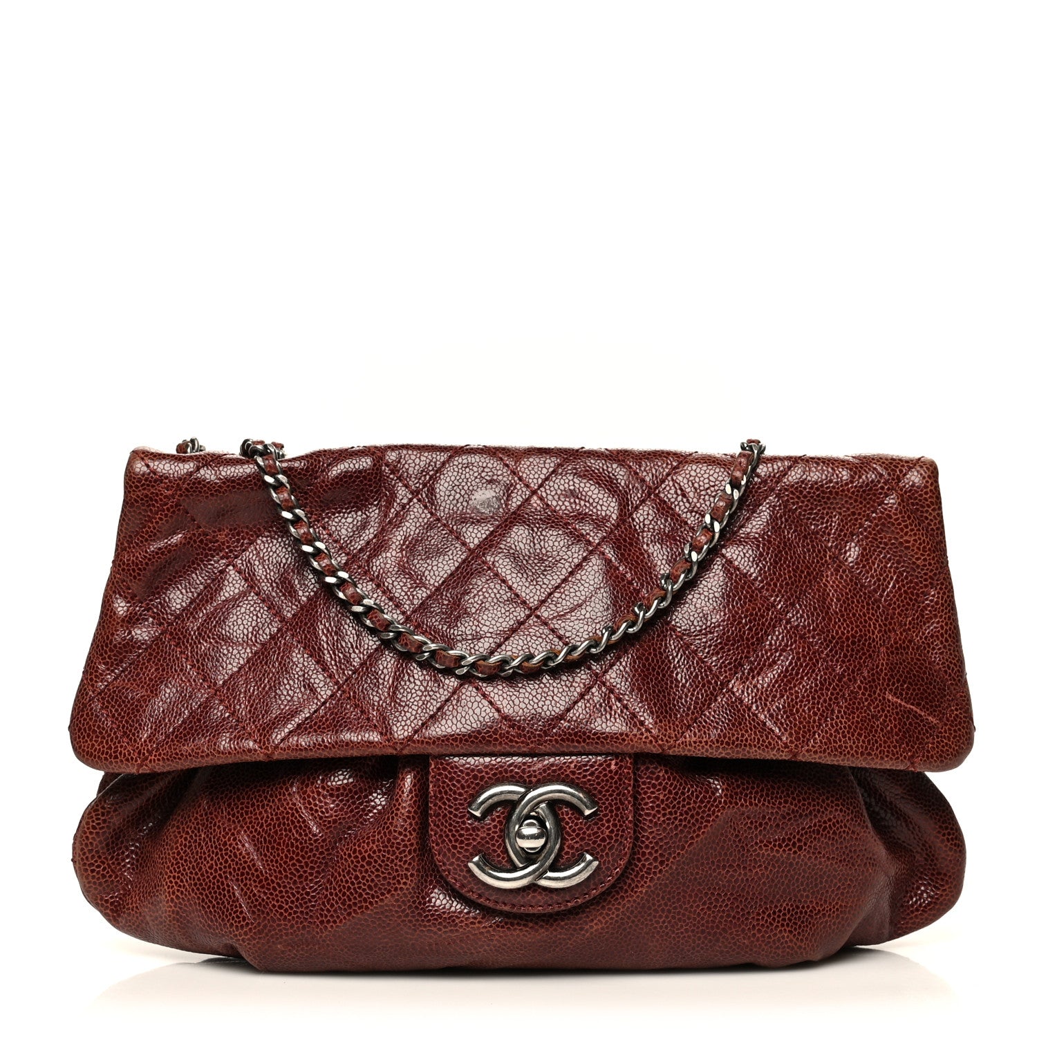 Chanel Crumpled Calfskin Quilted Medium Elastic Flap Bordeaux 1 of 7