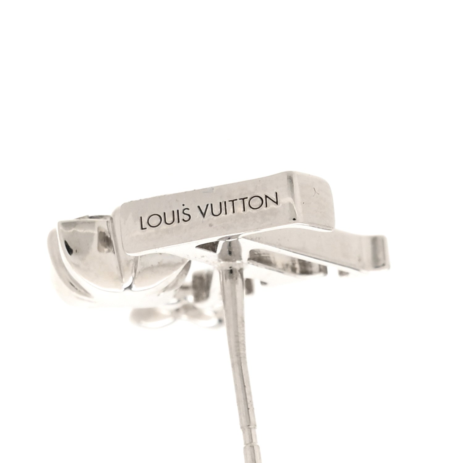 Louis Vuitton Metal Crystal Loulougram Earrings Silver 4 of 7