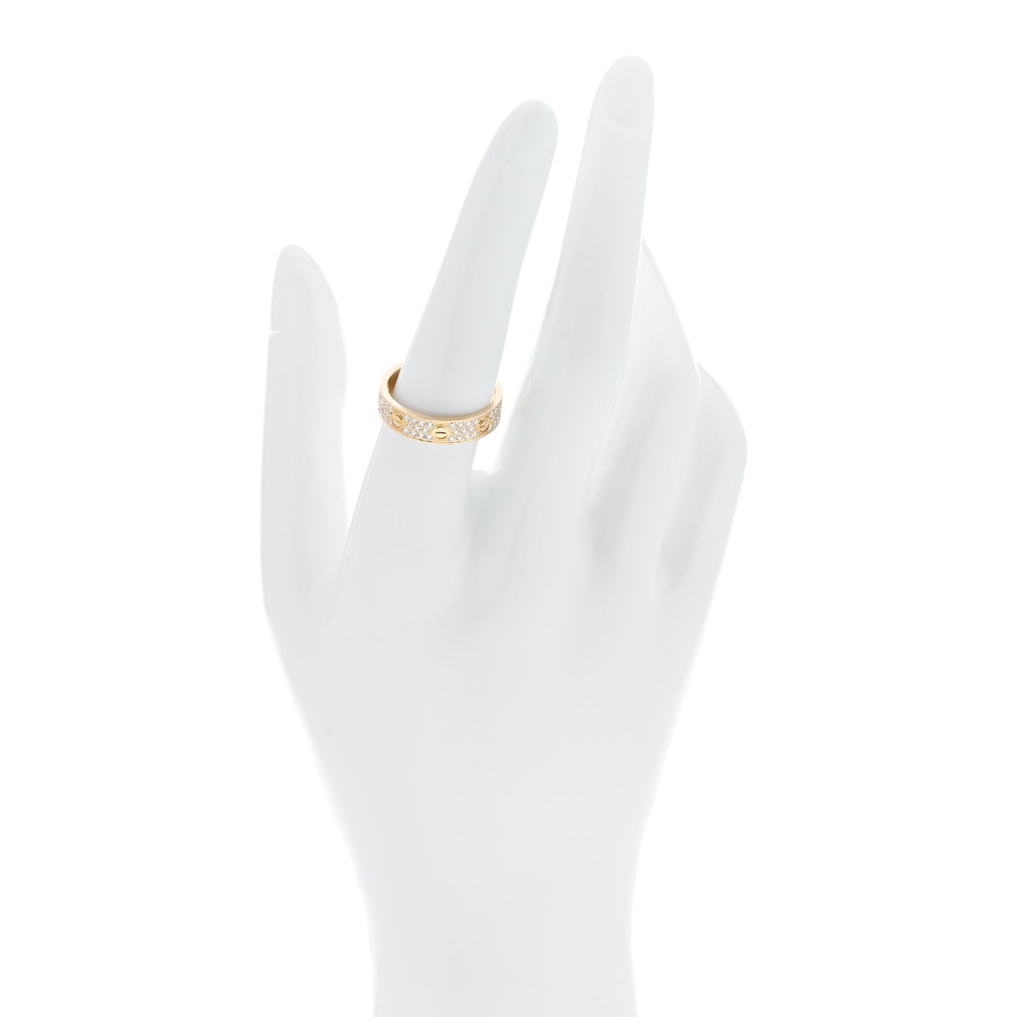18K Yellow Gold Diamond 4mm LOVE Wedding Paved Band Ring 56 7.75