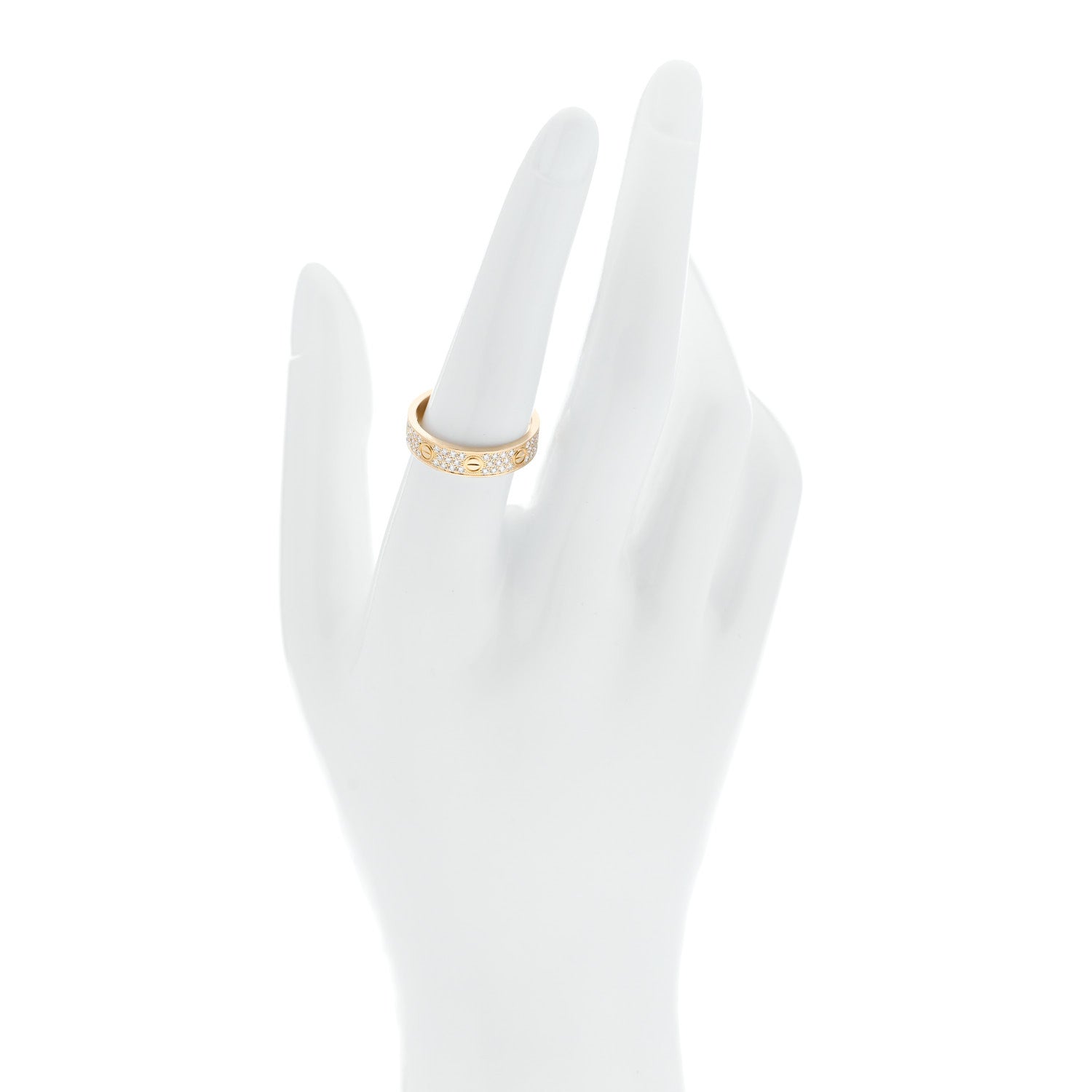 Cartier 18K Yellow Gold Diamond 4mm LOVE Wedding Paved Band Ring 56 7.75 2 of 5