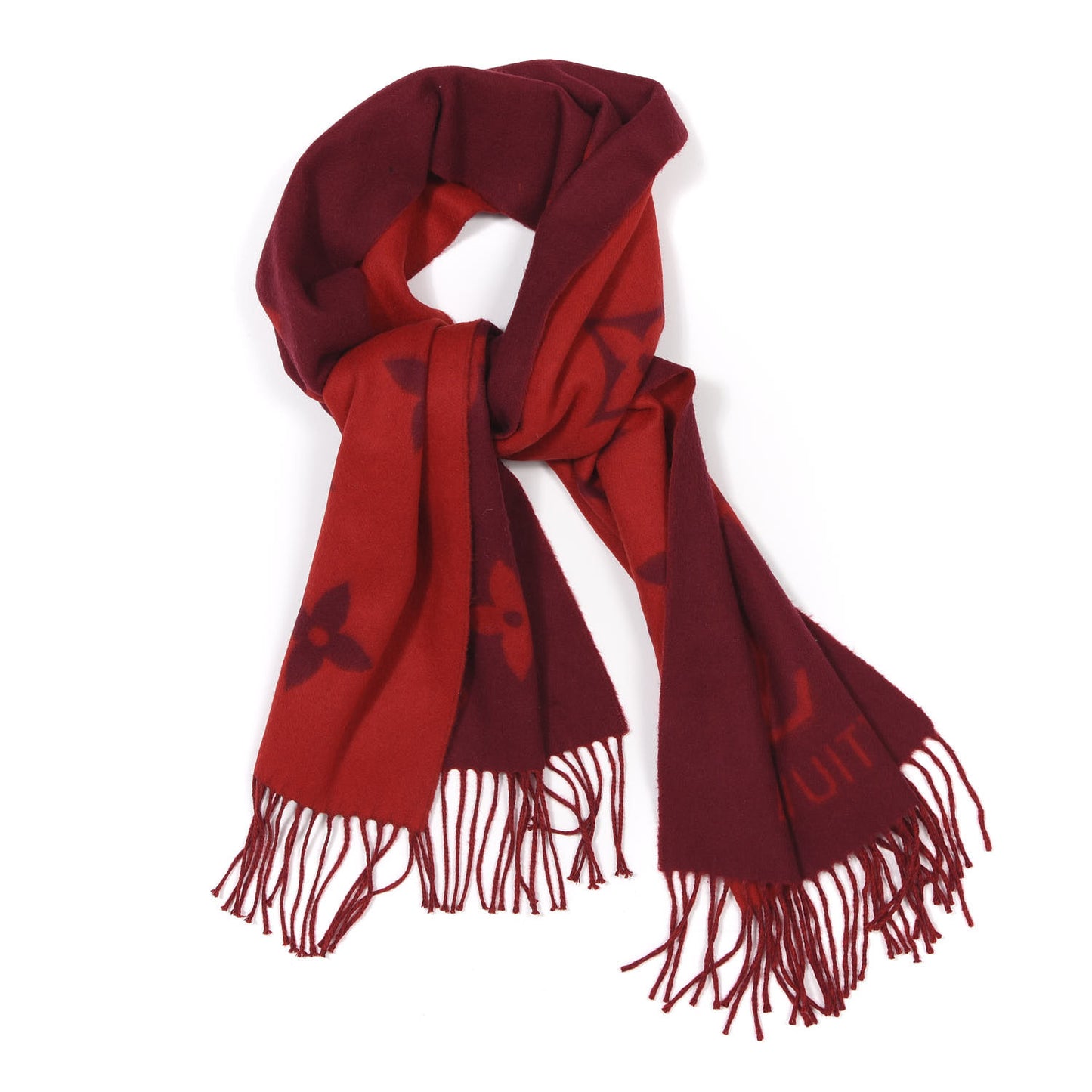 Cashmere Monogram Reykjavik Scarf Cherry
