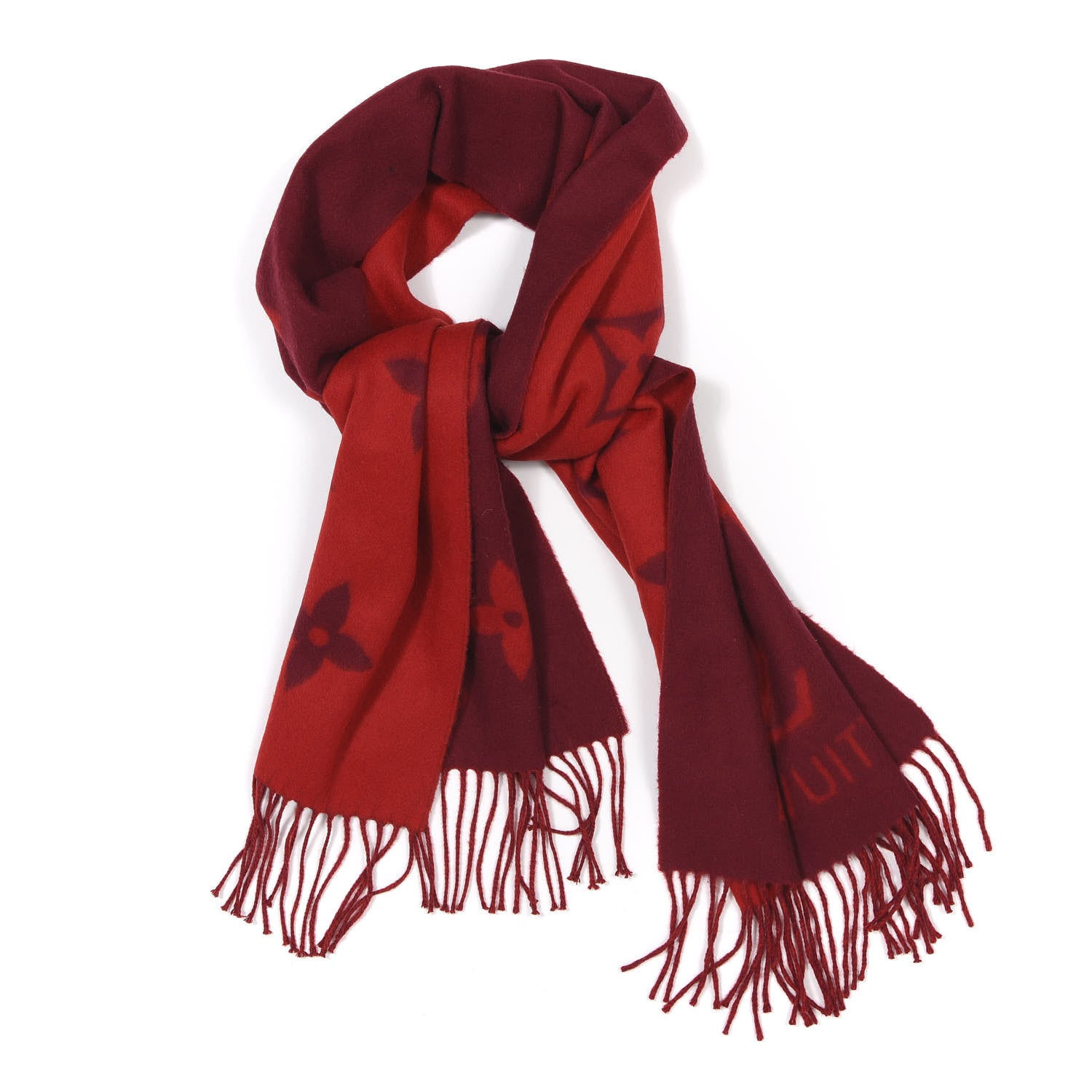 Louis Vuitton Cashmere Monogram Reykjavik Scarf Cherry 2 of 3