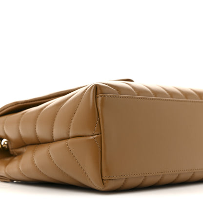 Saint Laurent Calfskin Y Quilted Monogram Small Loulou Chain Satchel Dark Natural 9 of 11