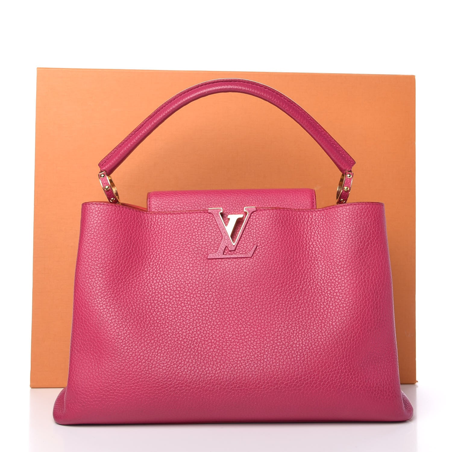 Louis Vuitton Taurillon Capucines MM Hibiscus Flamingo 10 of 10