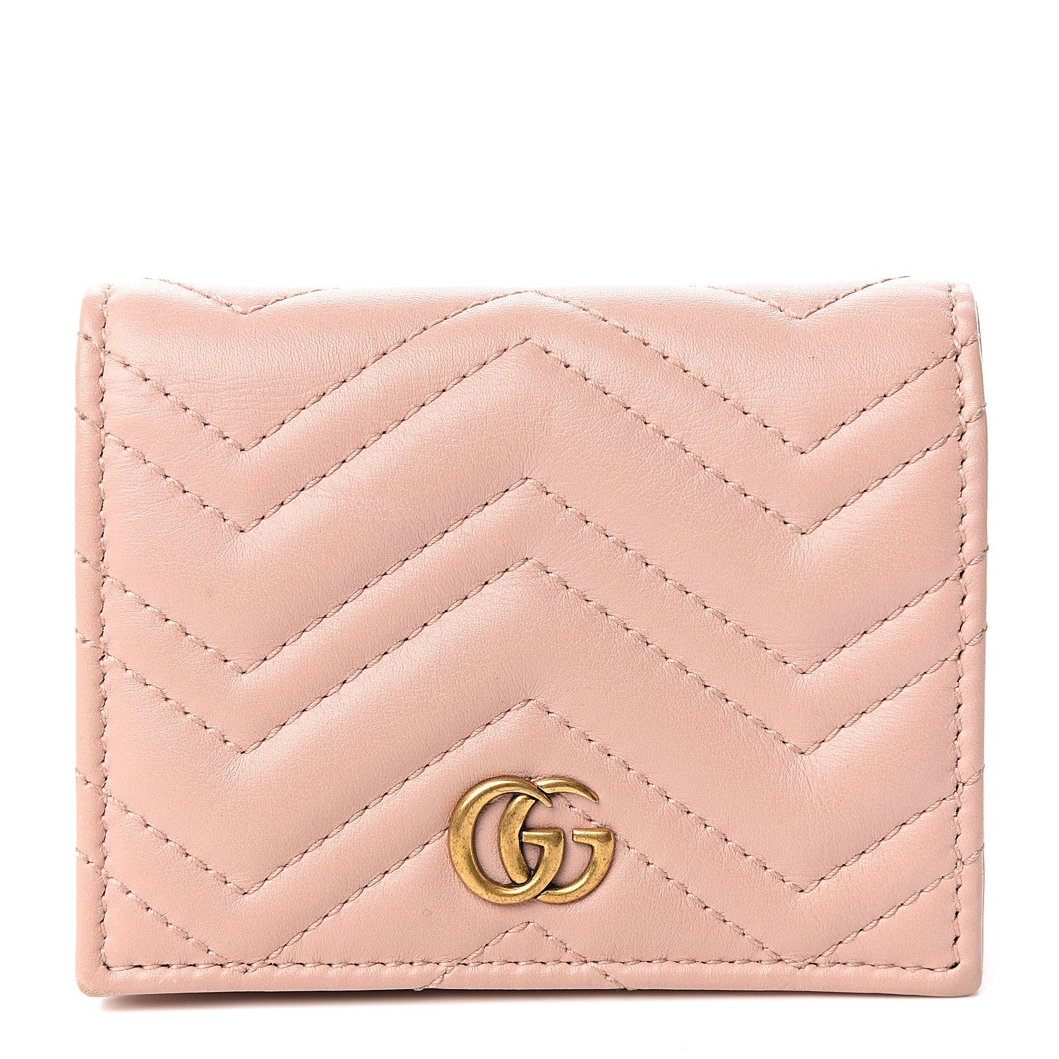 Gucci Calfskin Matelasse GG Marmont Card Case Wallet Perfect Pink 1 of 5