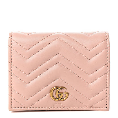 Gucci Calfskin Matelasse GG Marmont Card Case Wallet Perfect Pink 1 of 5