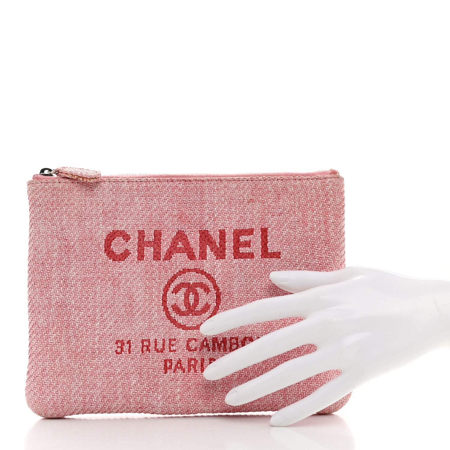 Chanel Woven Straw Raffia Small Deauville Pouch Pink 2 of 7