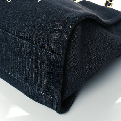 Chanel Denim Small Deauville Tote Dark Blue 10 of 10