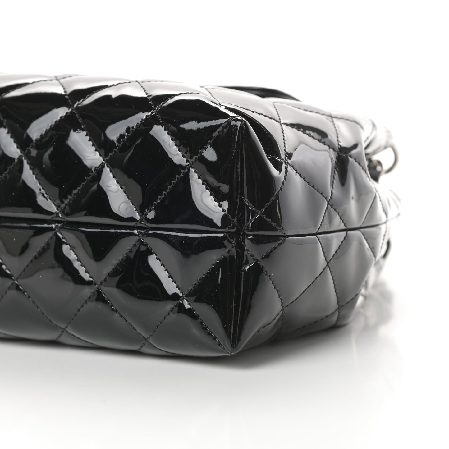 Patent Quilted Large Coco Shine Accordion Flap Black