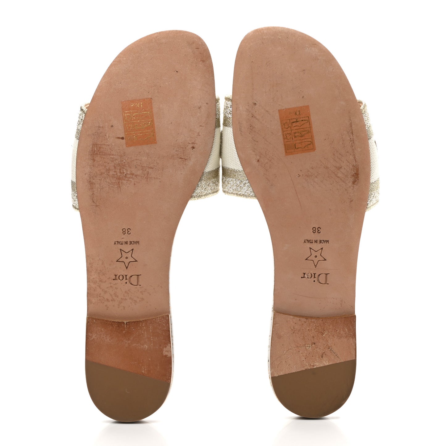 Metallic Canvas Embroidered Dway Mules Slide Sandals 38 Gold