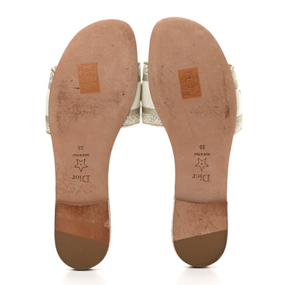 Christian Dior Metallic Canvas Embroidered Dway Mules Slide Sandals 38 Gold 5 of 9