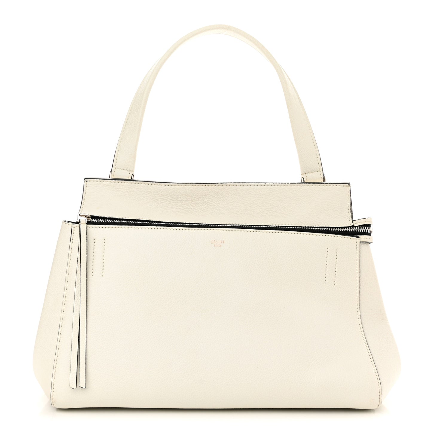Grained Calfskin Medium Edge Shoulder Bag White