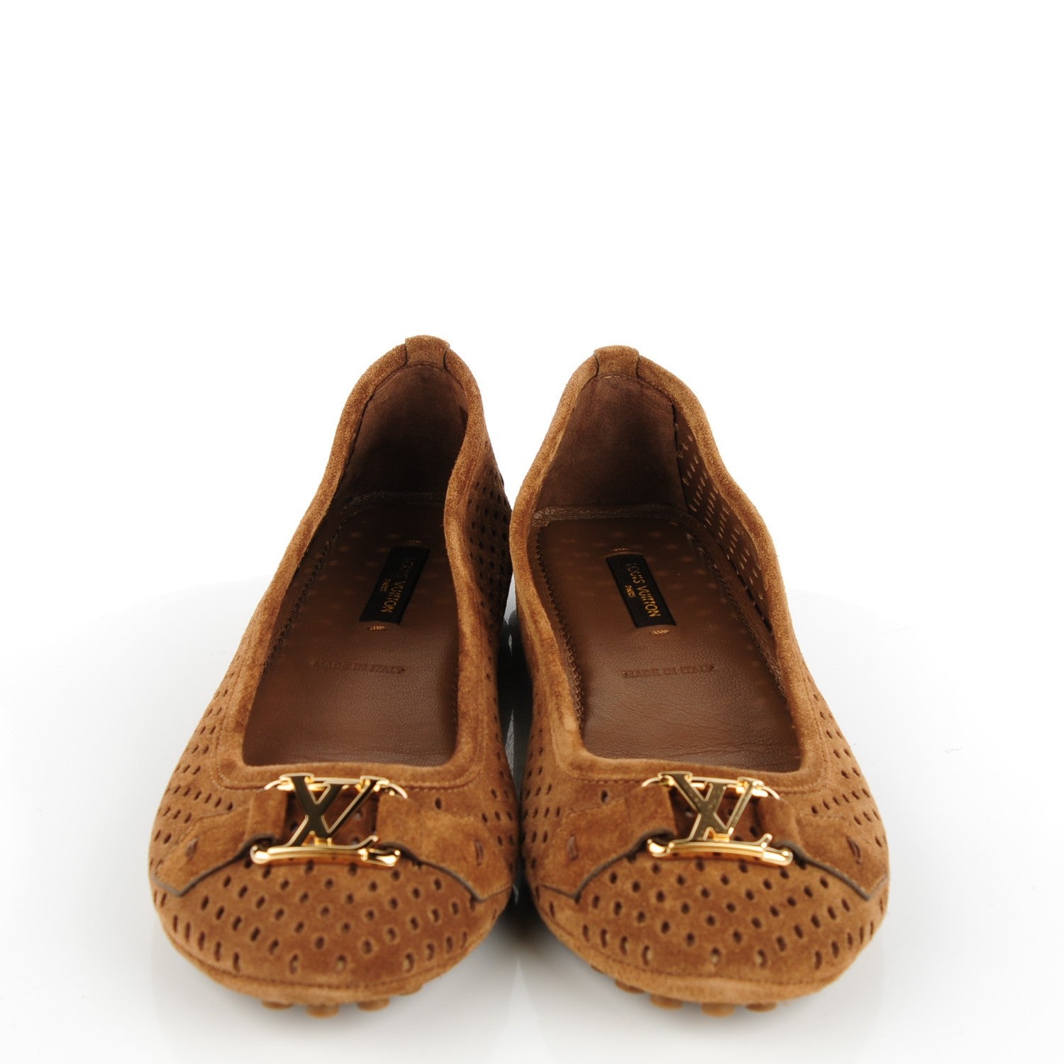 Louis Vuitton Suede Perforated Oxford Ballerina Flats 37 Cognac 2 of 7