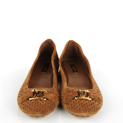 Louis Vuitton Suede Perforated Oxford Ballerina Flats 37 Cognac 2 of 7