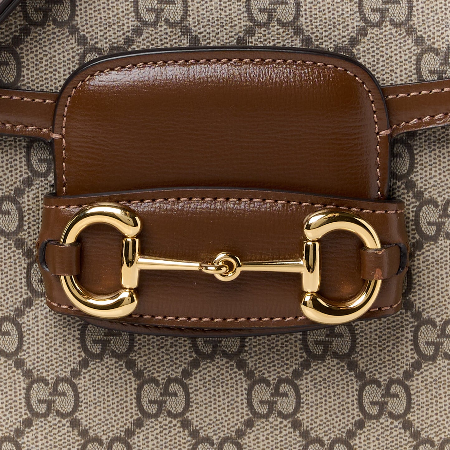 GG Supreme Monogram Horsebit 1955 Shoulder Bag Beige Brown Sugar