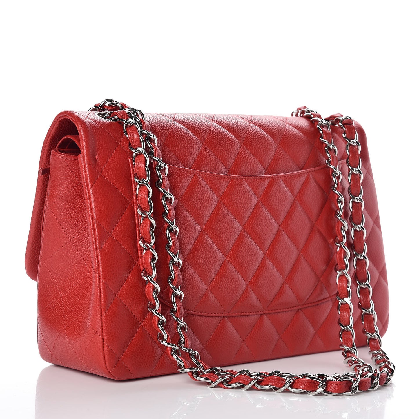 Caviar Quilted Jumbo Double Flap Red
