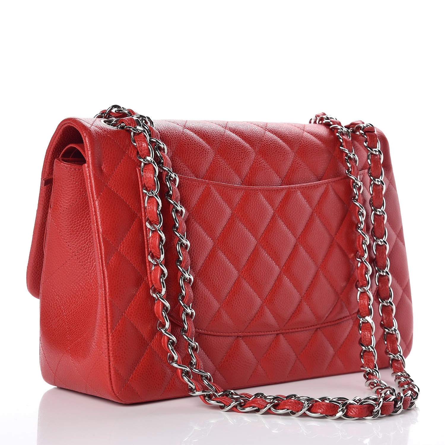 Chanel Caviar Quilted Jumbo Double Flap Red 3 of 9