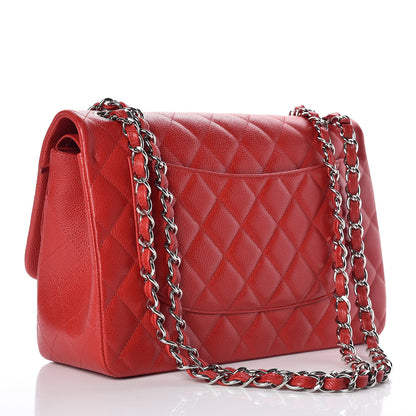 Chanel Caviar Quilted Jumbo Double Flap Red 3 of 9