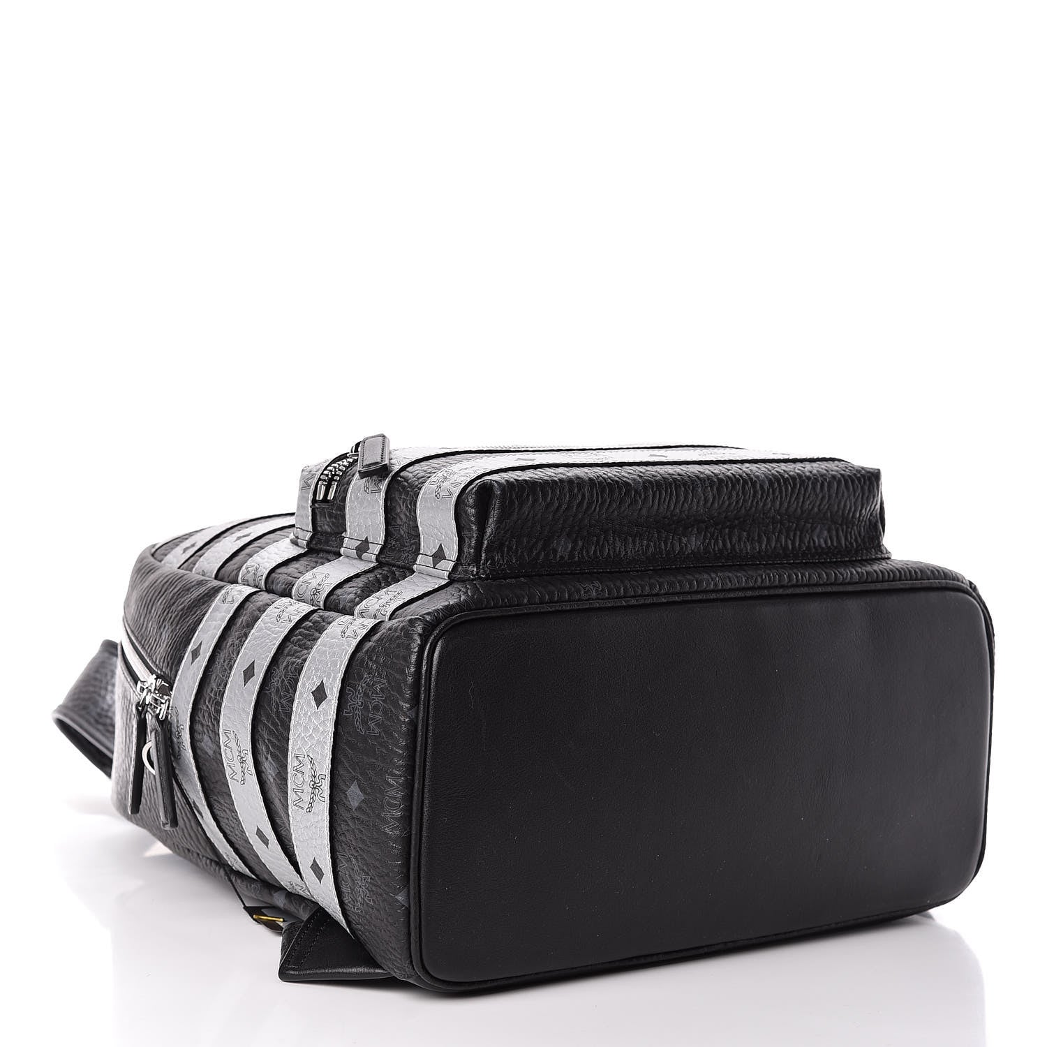 MCM Metallic Visetos Striped Medium Stark Backpack Silver Black 4 of 12