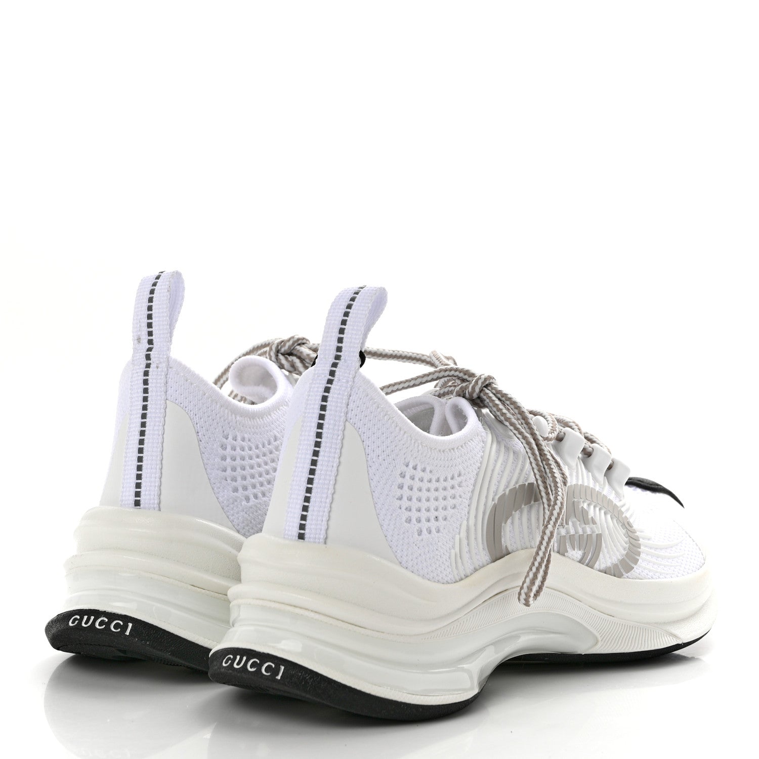 Gucci Technical Knit Fabric Waves Womens Gucci Run Sneakers 35 Great White Thunder 4 of 7
