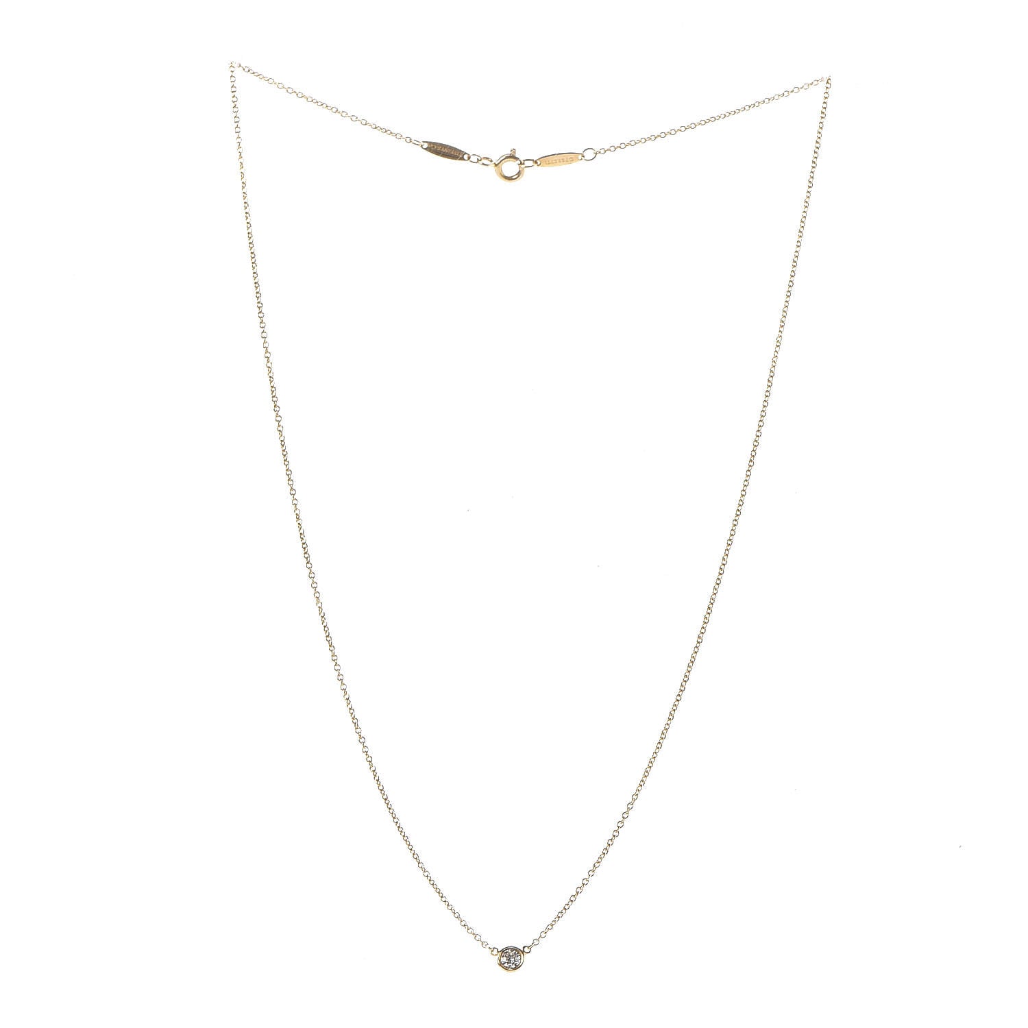 Tiffany 18K Yellow Gold Diamond .12ct Elsa Peretti Diamonds by the Yard Pendant Necklace 3 of 7