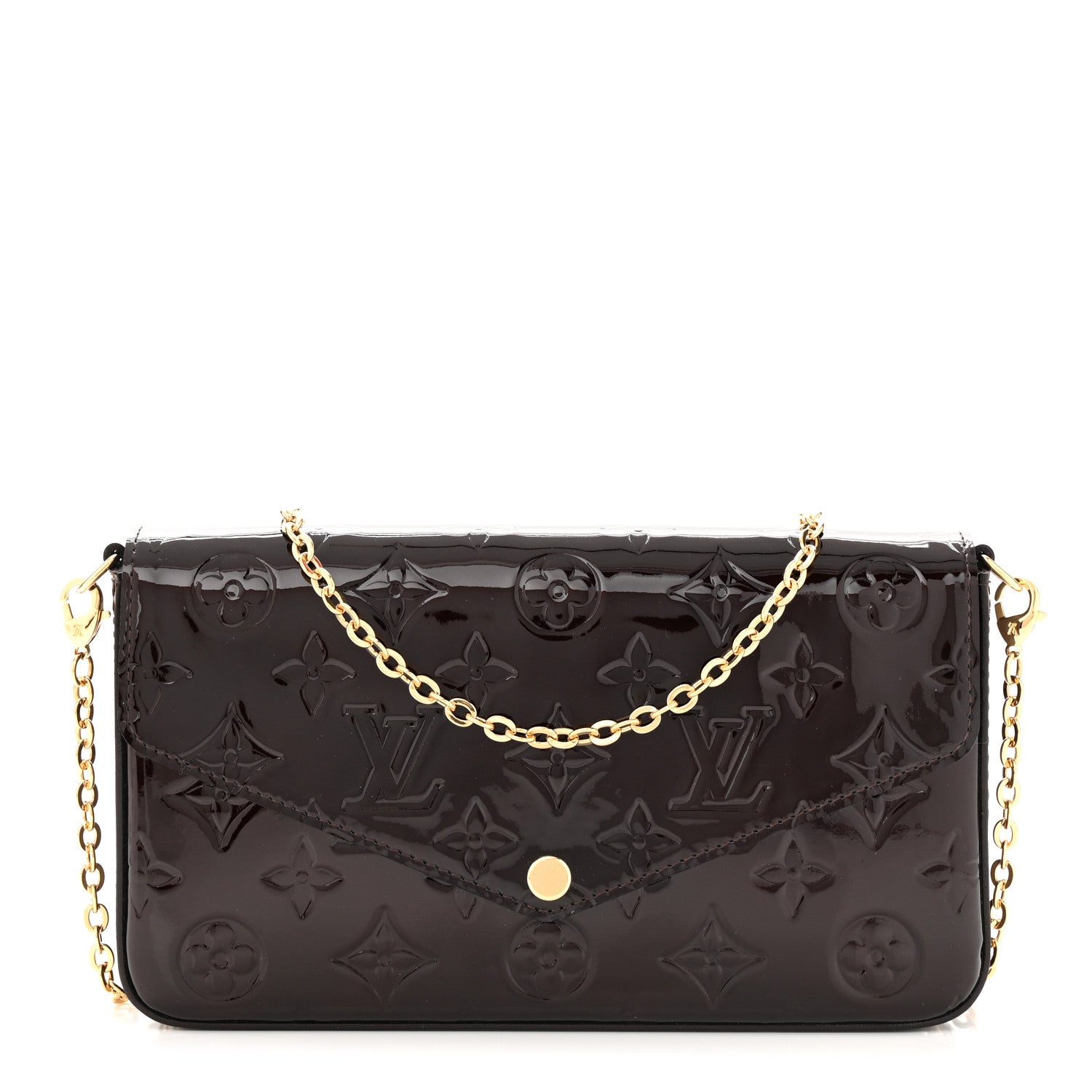 Louis Vuitton Vernis Pochette Felicie Chain Wallet Amarante 3 of 10
