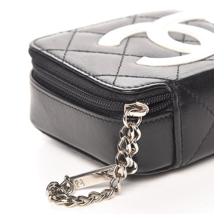 Chanel Calfskin Quilted Cambon Zip Around Makeup Pouch Black White 10 of 13