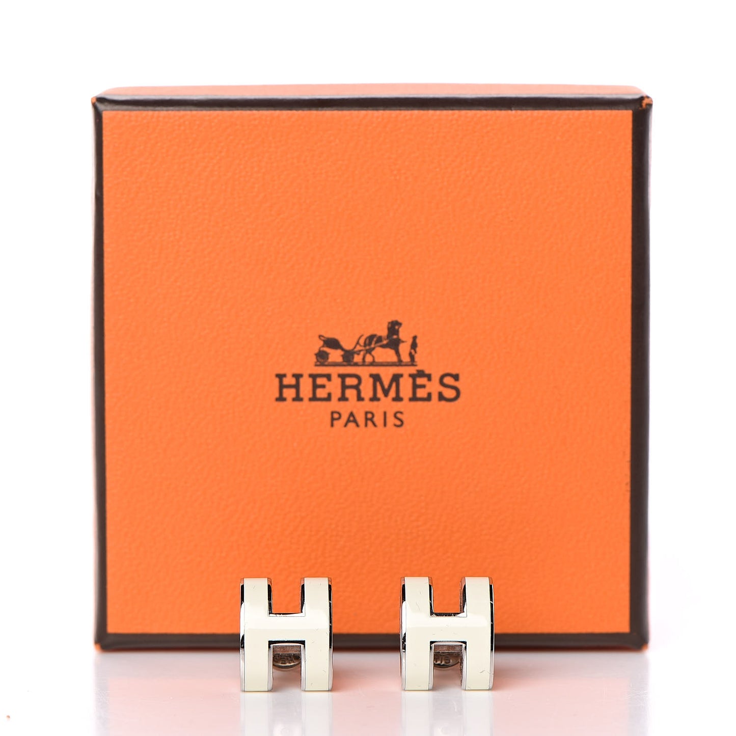 Palladium Lacquered Pop H Earrings Ecru