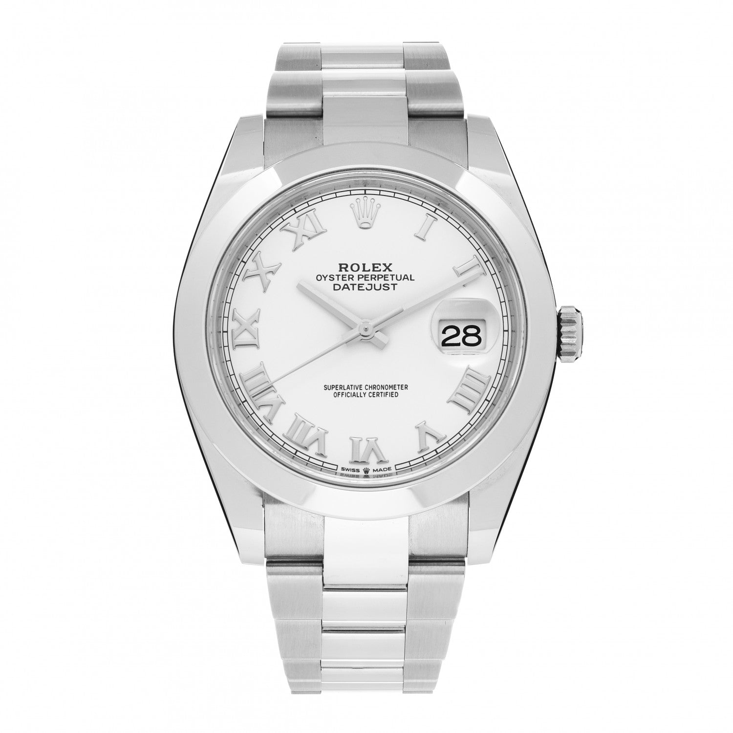 Rolex Stainless Steel 41mm Oyster Perpetual Datejust Watch White Roman 126300 1 of 4