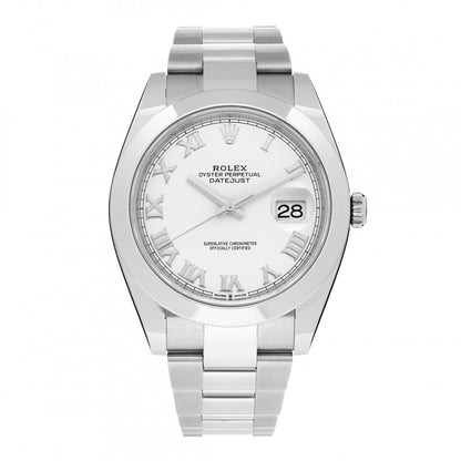 Rolex Stainless Steel 41mm Oyster Perpetual Datejust Watch White Roman 126300 1 of 4