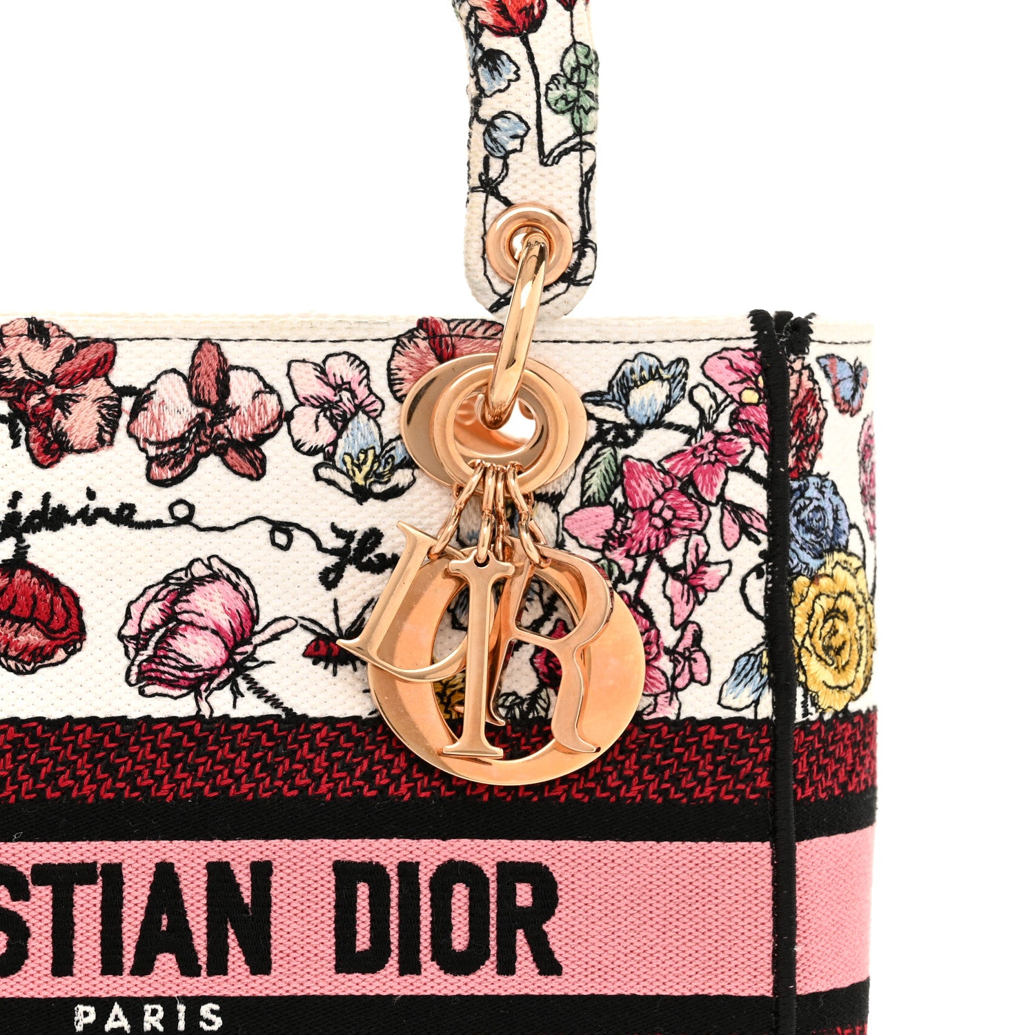 Christian Dior Canvas Florilegio Embroidered Medium Lady D-Lite White Multicolor 9 of 15