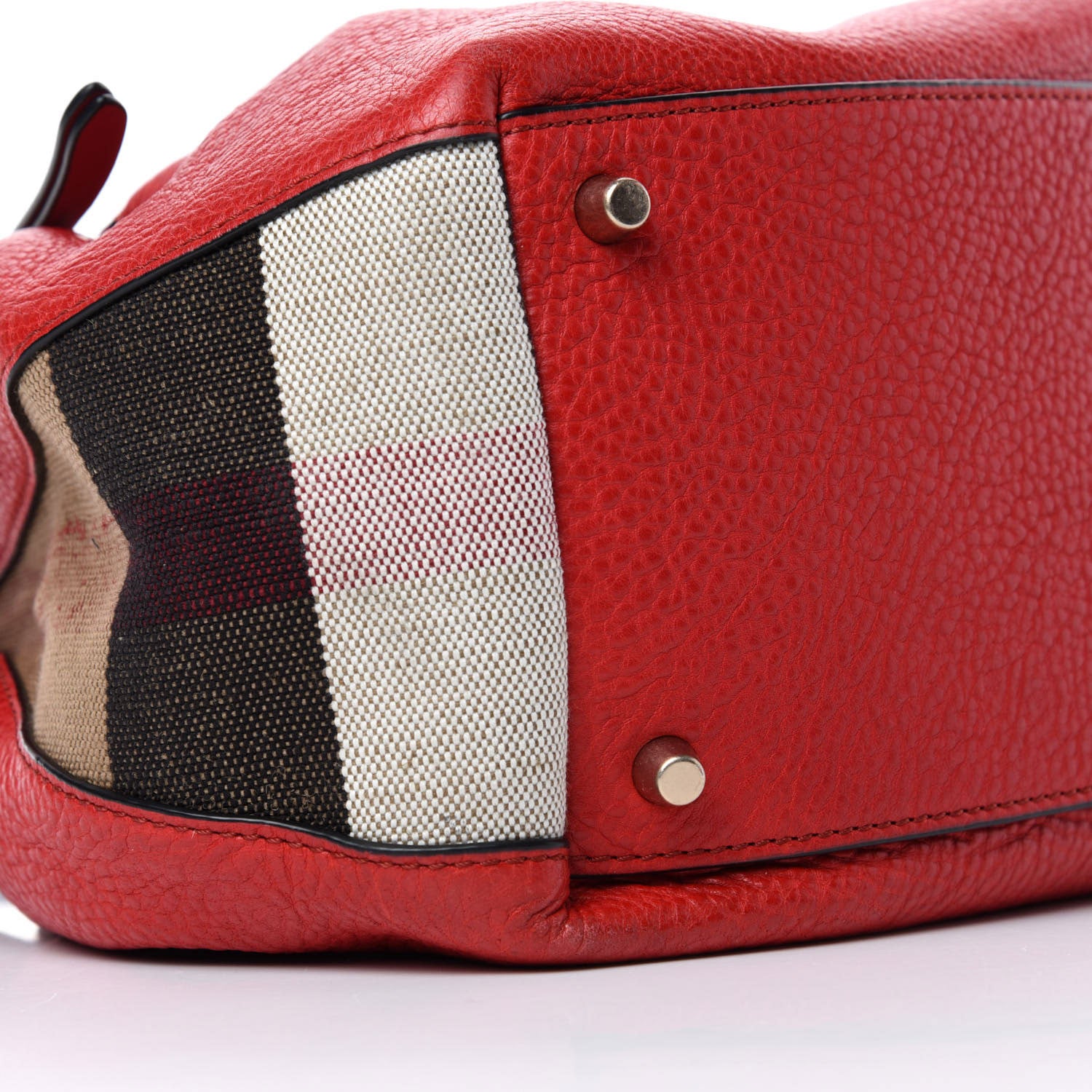 Burberry Grainy Calfskin House Check Small Maidstone Red 6 of 11