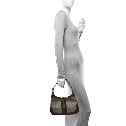 Gucci GG Supreme Monogram Azalea Calfskin Web Small Jackie 1961 Hobo Beige Ebony Brown Sugar 2 of 11