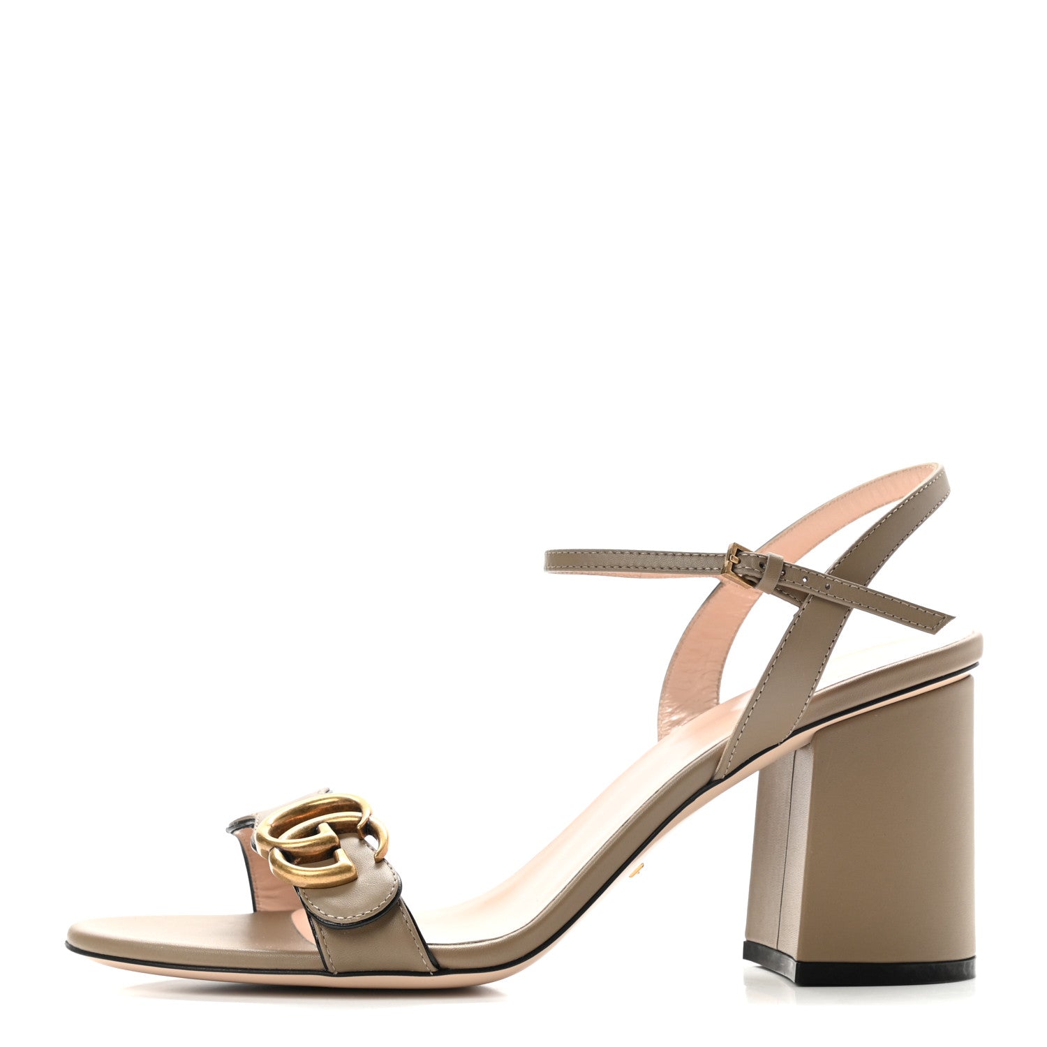 Gucci Lifford Calfskin GG Marmont Ankle Wrap 75mm Sandals 40 Mud 1 of 7