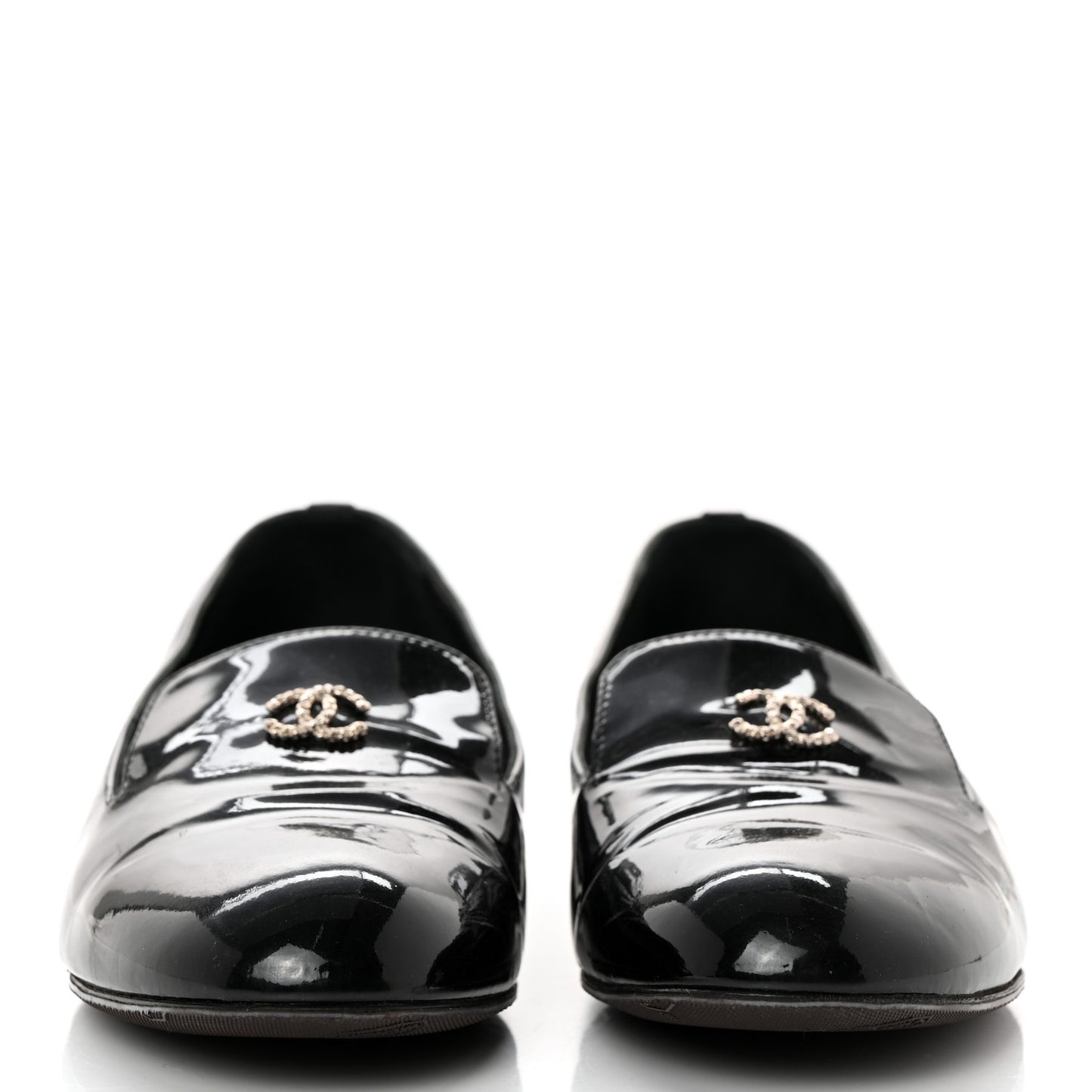 Patent Calfskin Pearl CC Loafers 36.5 Black