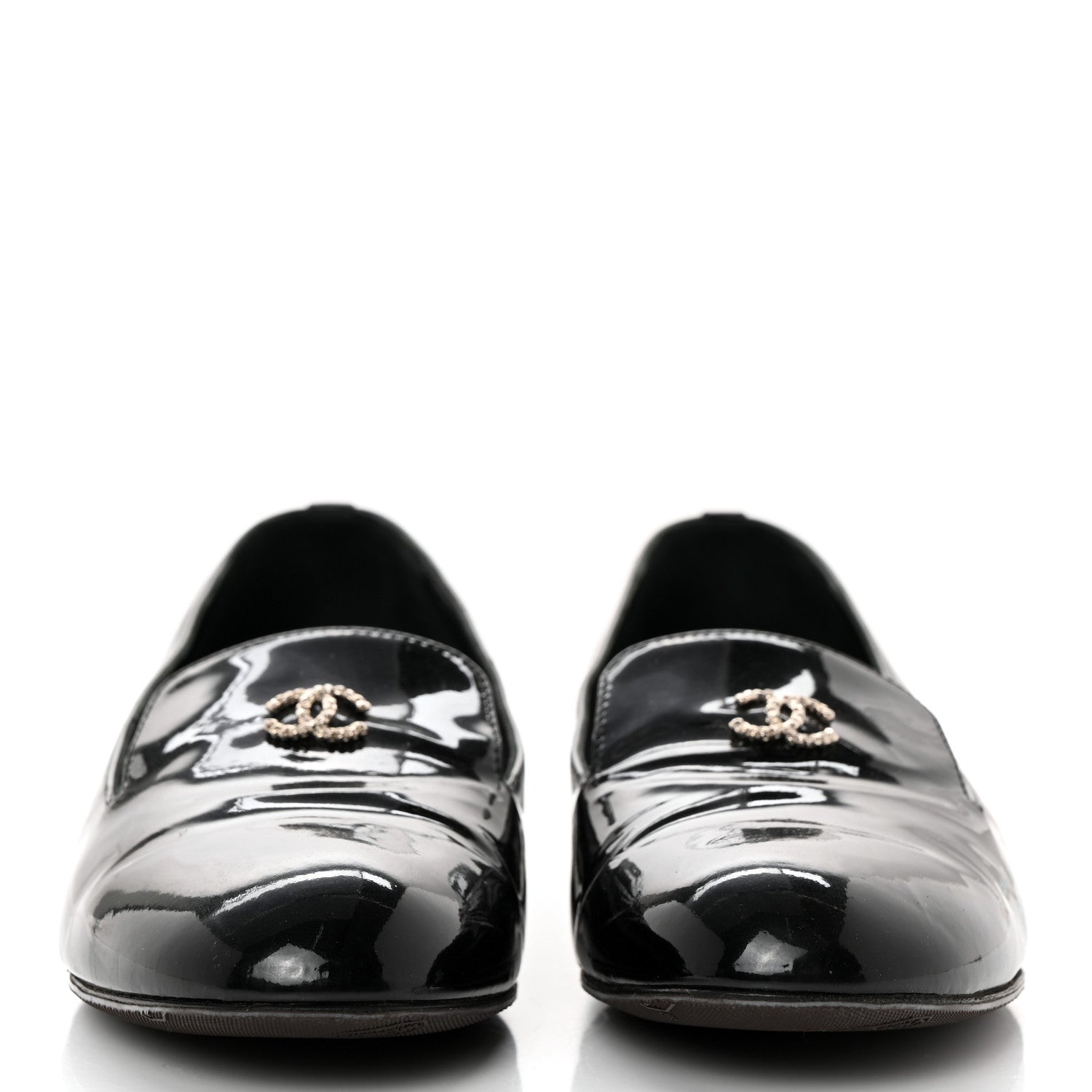 Chanel Patent Calfskin Pearl CC Loafers 36.5 Black 2 of 11