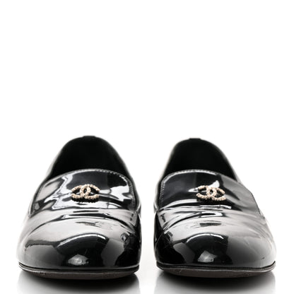 Chanel Patent Calfskin Pearl CC Loafers 36.5 Black 2 of 11