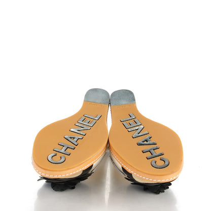 Chanel Canvas Camellia Wedge Sandals 36.5 Off White 5 of 8