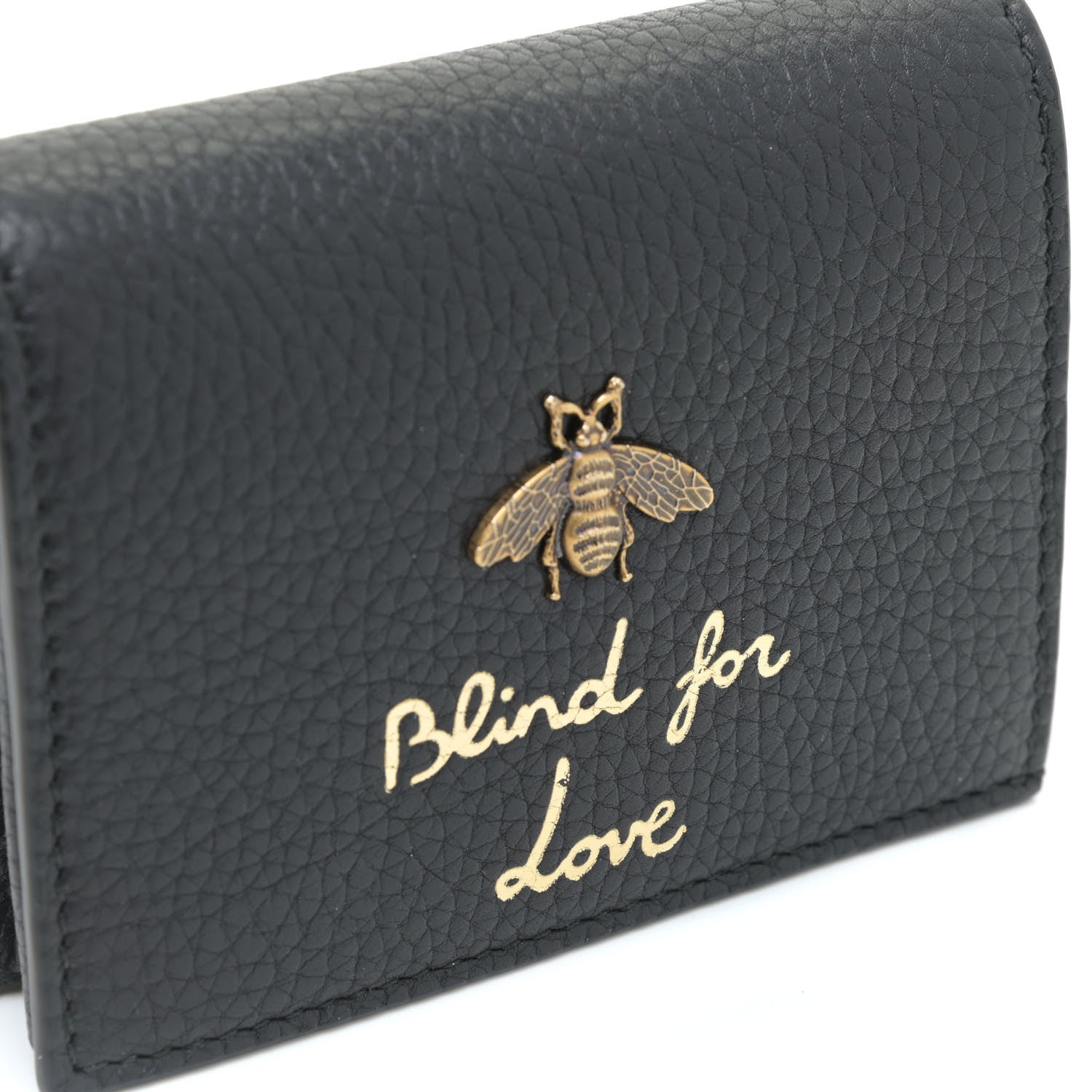 Gucci Pebbled Calfskin Animalier Card Case Black 18 of 20