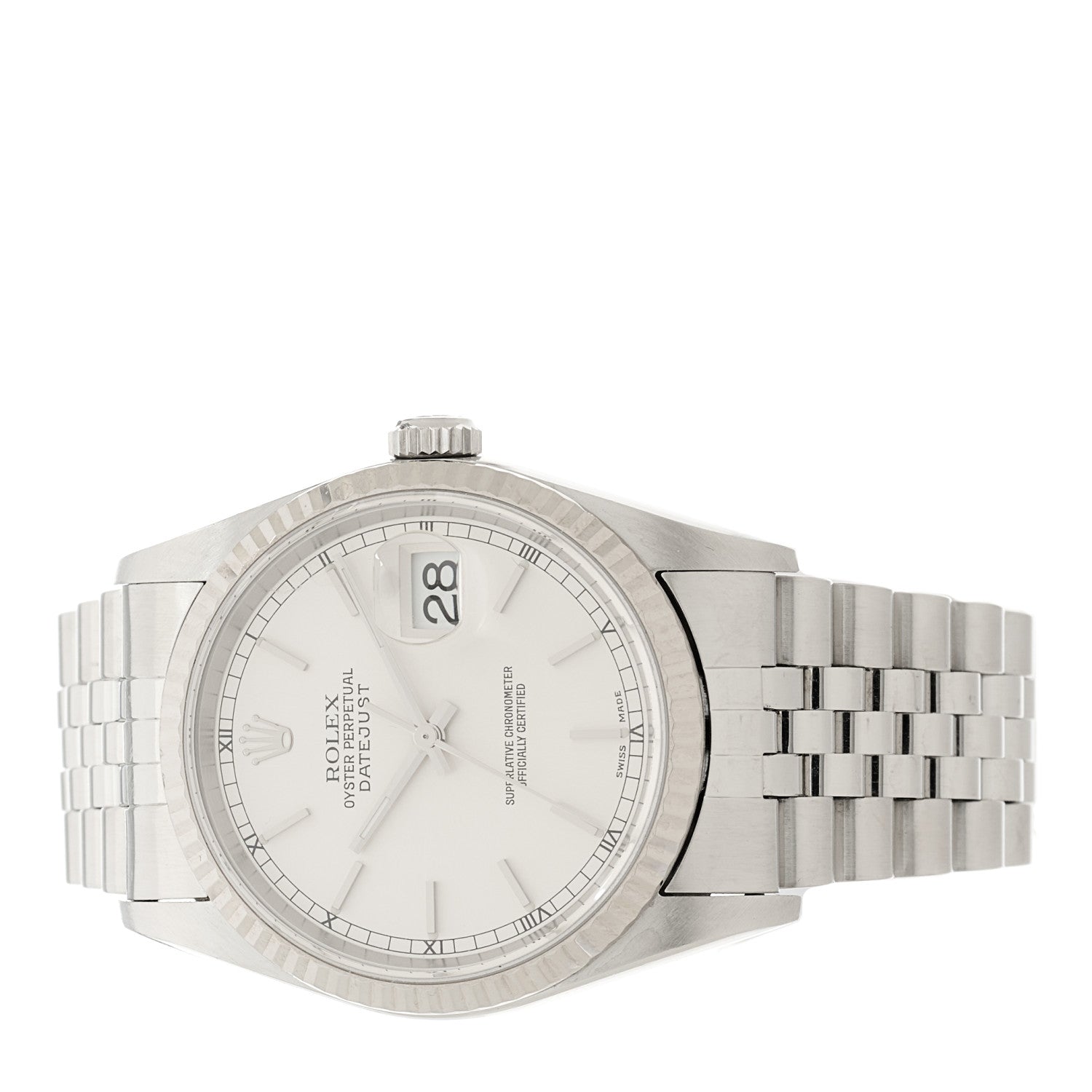 Rolex Stainless Steel 18K White Gold 36mm Oyster Perpetual Datejust Watch Silver 16234 2 of 4