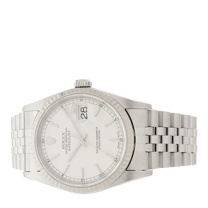 Rolex Stainless Steel 18K White Gold 36mm Oyster Perpetual Datejust Watch Silver 16234 2 of 4