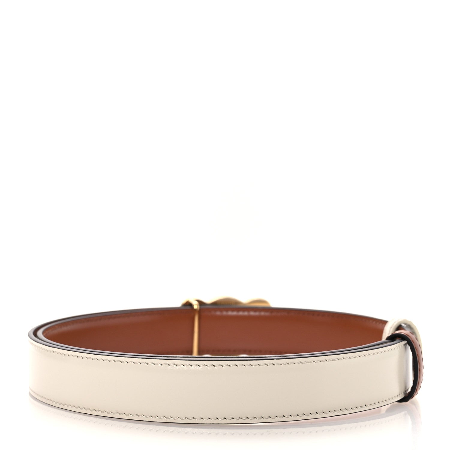 Celine Box Calfskin Crystal Reversible 25mm Triomphe Belt 75 30 Tan Rice 2 of 6
